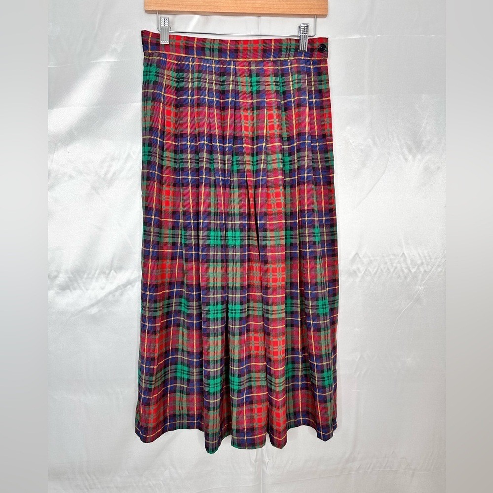 Charter Club Vintage Plaid Pleated Midi Skirt Multi-Color Size 12 Fits 28 Waist
